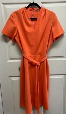 lane bryant orange dress Lane Bryant Orange Soft Crepe A-Line Dress with Tassel Belt Plus Size 18/20 2X