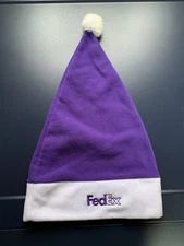 FedEx  Christmas Santa  Holiday Fleece Hat Cap Purple Federal Express
