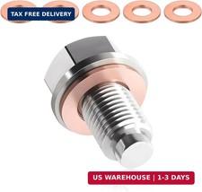 Magnetic Oil Drain Plug, M12X1.5 Aluminum Alloy Sump Drain Nut Bolt with 5 Coppe