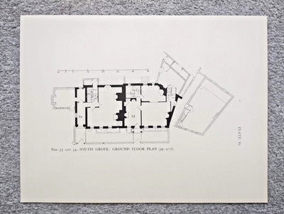 Grundriss 53 & 54 South Grove Highgate, London - Antikdruck - 1936