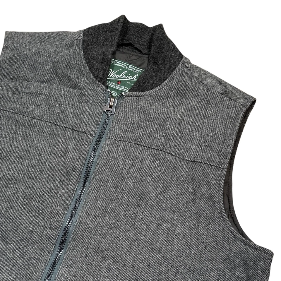 Woolrich Bear Claw Wool Blend Gray Insulated Vest Jacket Mens Medium - Image 3 of 4
