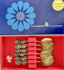 🌹☕✨ VINTAGE WMF Set 6 cuillères à thé rose plaqué argent 4" en boîte ALLEMAGNE !