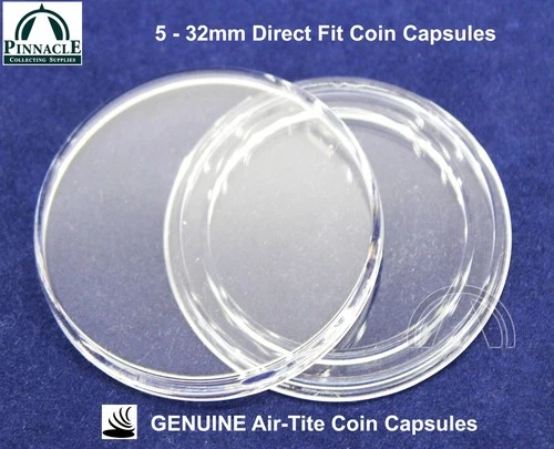 5 Pack - 1oz Gold Eagle Coin Capsules / GENUINE AirTite Holders / H32 32mm Diam