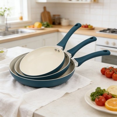 Mainstays 3-Piece Aluminum Ceramic Nonstick Frying Pan Set (Kitchen Cookware)