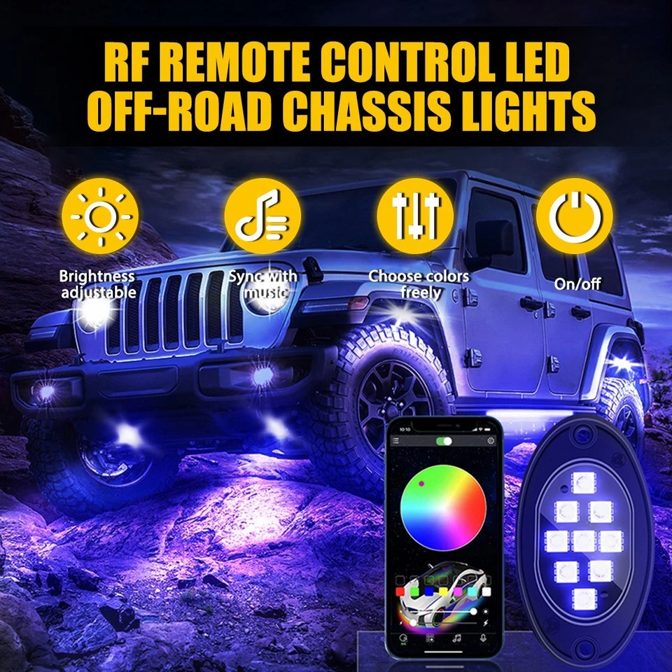 Kit de luces de control remoto Bluetooth APP debajo de la música LED para automóvil RGB Foto 4 de 4