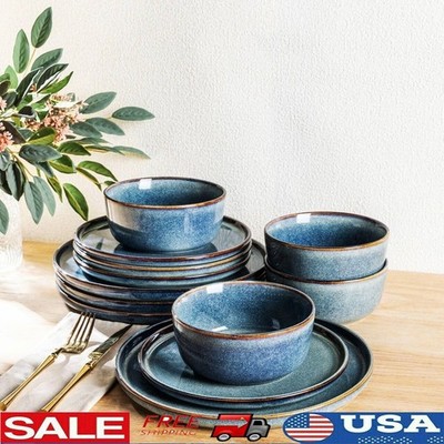 Unique Reactive Glaze Kitchen Home Dinnerware Set Ceramic Plates Bowls Safe New