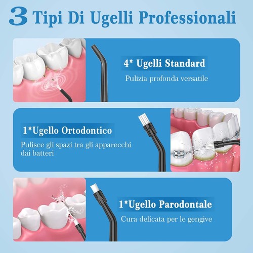 Idropulsore Dentale Portatile Oral Idrogetto per Pulizia Denti Professionale - Foto 12 di 12