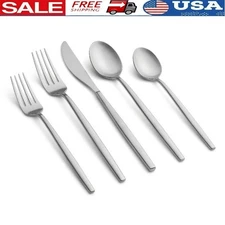 20-Piece Stainless Steel Flatware Set Service 4 Satin Finish Dishwasher Safe New