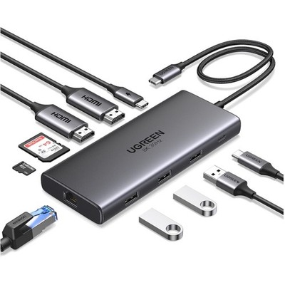 Ugreen USB C Docking Station 10-in-1 Dual HDMI Ethernet USB A C Ports