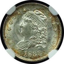 1833 Capped Bust Half Dime MS64 NGC Bright White Incredible Coin!