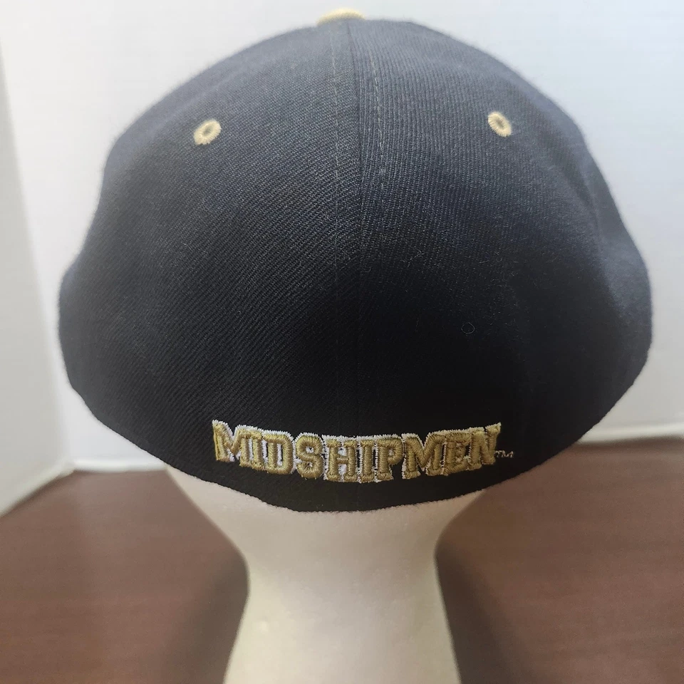 Navy Midshipmen Hat Cap Black Gold Embroidered Baseball Cap Fitted 7 1/2 - Image 4 of 4