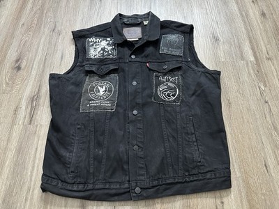 Rare Handmade Metal / Punk Band Patches Levi's Denim Battle Vest