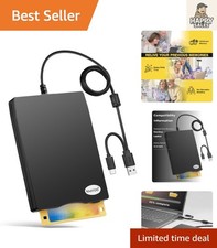 Compact 1.44 MB USB Floppy Disk Player - Dual Connector for Laptops and Desktops