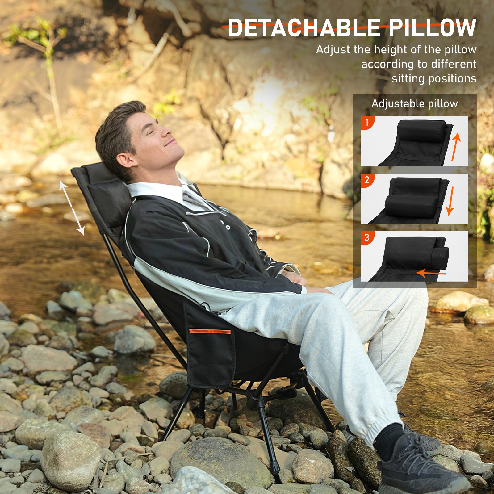 NOVSIGHT Camping Chair Folding Garden Beach Fishing Picnic Adult Child 150KG Max