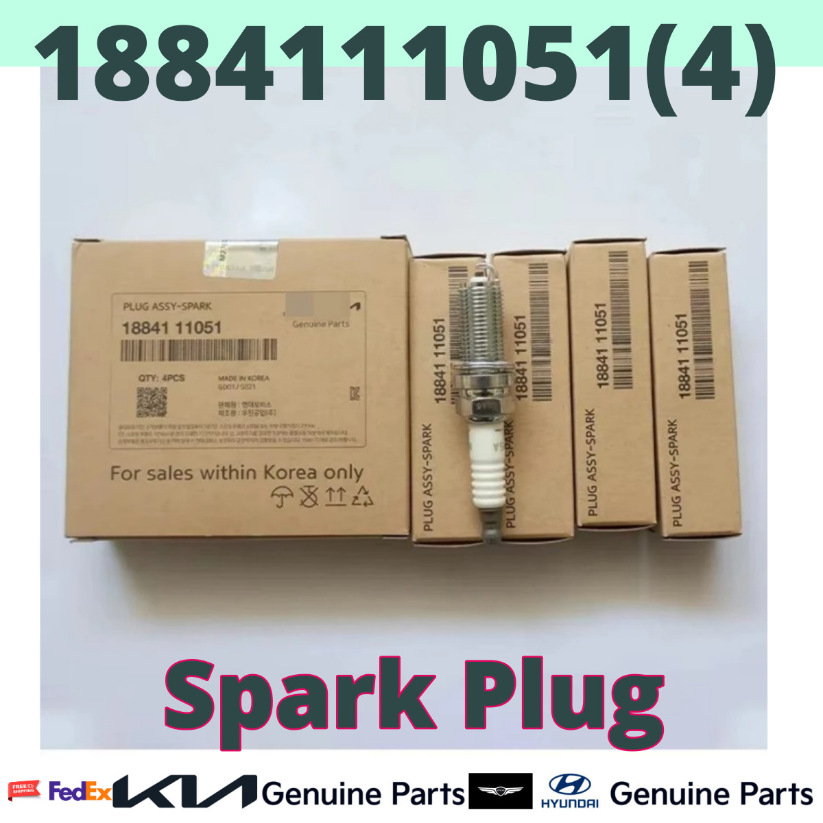 GENUINE Hyundai KIA Spark Plug 4PCS 1884111051 for Hyundai Tucson Kia Sportage
