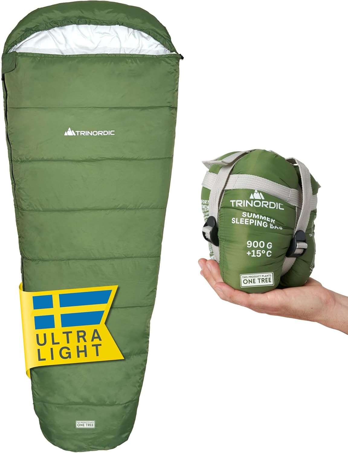 Saco de Dormir para Verano – 900g, Extra Largo con Cremallera Anti-Enganche – S