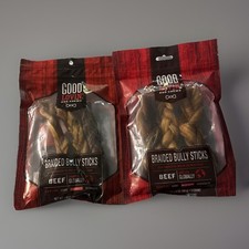 - 2 Pack - Good Lovin' Braided Bully Stick Dog Chew - NEW 2.4 OZ Braids.