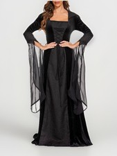 Medieval Victorian Costume Renaissance Velvet Vampire Hood Goth Cosplay Dress L