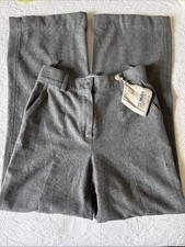 Vintage Chanel Trousers | Grey Wool Blend Front/Back Pockets Hem Altered 27x41
