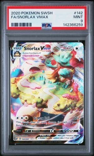 2020 POKEMON SWORD & SHIELD #142 FULL ART/SNORLAX VMAX PSA 9