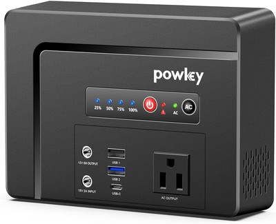 Powkey Portable Power Station 100W, 97Wh 100W Generator+Carry Case, Black
