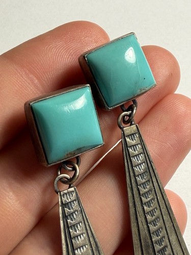 Cooper Willie Navajo Sterling Silver Turquoise Long D… - Gem