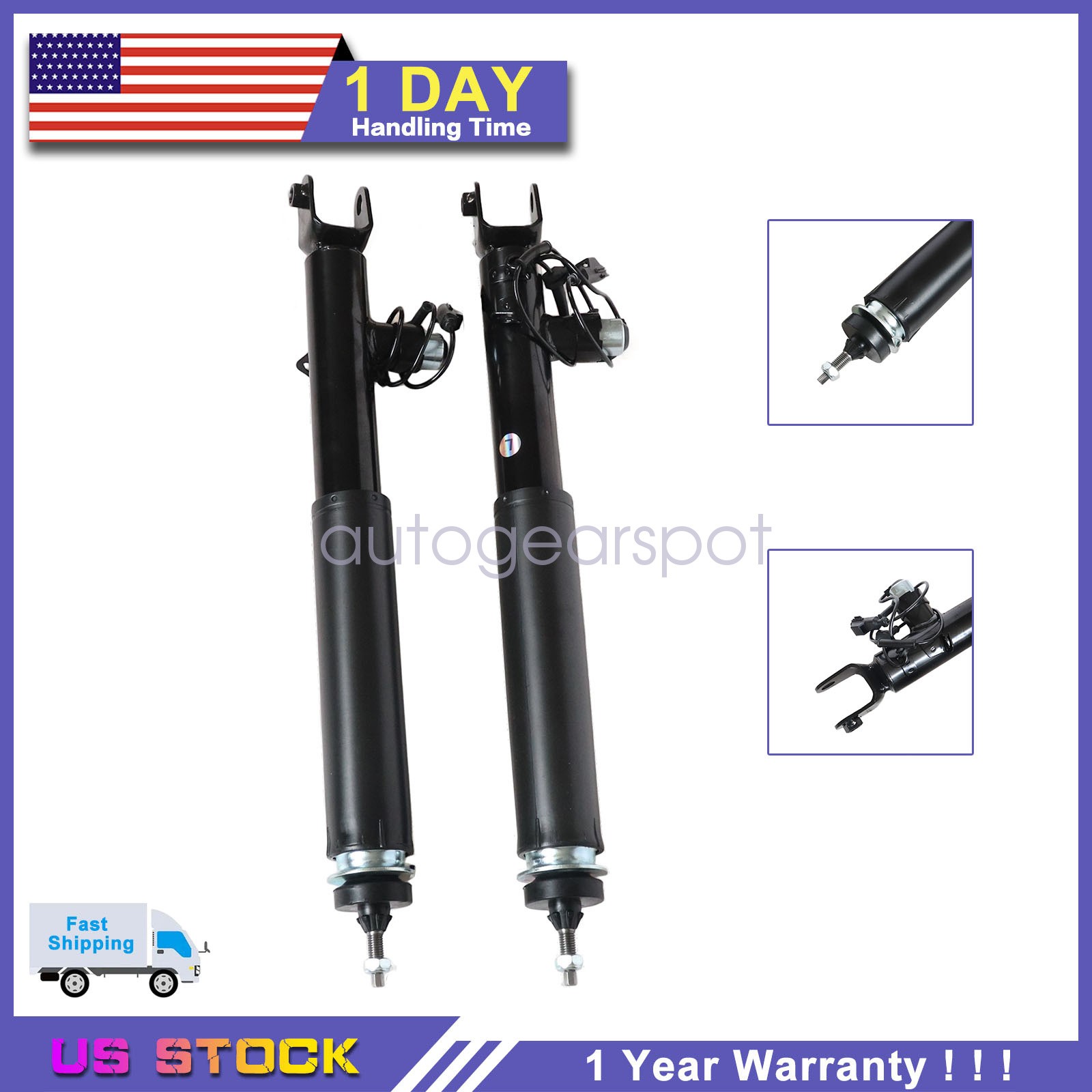2X Rear Shock Absorbers Struts w/Electronic For Lincoln MKS 3.5L 3.7L 2013-2016