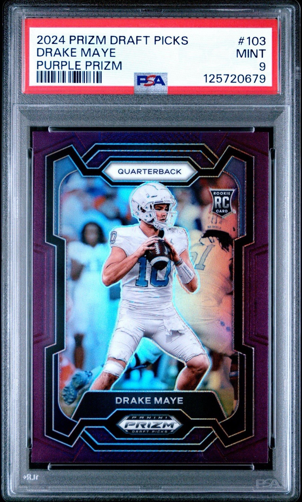 2024 Panini Prizm Draft Picks Drake Maye PSA 9 #103 Purple Prizm /75 (RC)