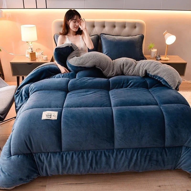 Warme Lammwoll-Decke Winterdecke weich dick Plüschkern für Einzel und Doppelbet - Bild 4 von 4