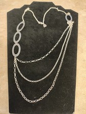 Retired Silpada Sterling Hammered Oval Link Long Layered Chain Necklace N1720