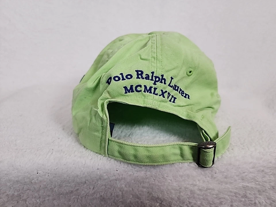 De colección Ralph Lauren Sombrero Hombres Verde Correa Trasera Polo Grande Azul Pony Core Cap #3 Foto 4 de 4