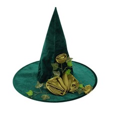 Halloween Green Witch Hat Floral Vine Decor Wizard Hat for Women Girls Hallow...
