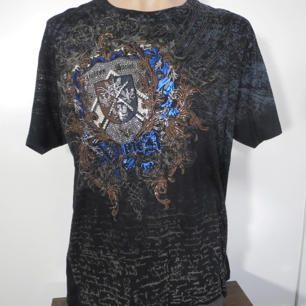 Xzavier Rhinestone T-Shirt Mens XL Metallic Ink Patron Saint New