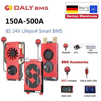 Daly Smart BMS 8S 24V Lifepo4 100A/150A/200A/250A/300A/500A BMS with Balance BT