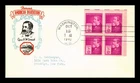 US COVER CYRUS H MCCORMICK FAMOUS AMERICANS FDC BLOCK OF 4 TORKEL GUNDEL