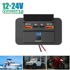 Dual USB-C PD 20W Car Charging Socket 12V 24V Four Port