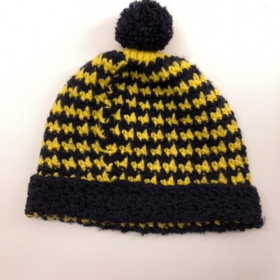 Vintage Home Knit Blue Yellow Pattern Winter Hat
