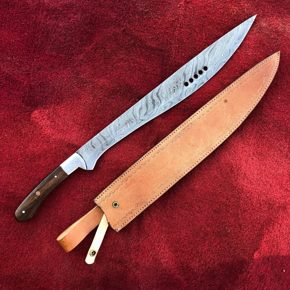 LIBRO DE ESPADA ELI MACHETE ELI FORJADO A MANO PERSONALIZADO Acero Damasco con Funda de Cuero Foto 2 de 4