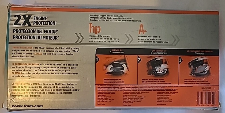 FRAM Extra Guard 空气过滤器,CA9683 适用于精选讴歌、本田和五十铃车辆 — 第 2/4 张图片