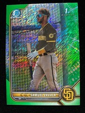 2022 Bowman Chrome SAMUEL ZAVALA 1st Rookie GREEN SHIMMER REFRACTOR #61/99 RC SP