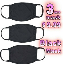 Double Layer Black Cotton Face Mask Pack of 3