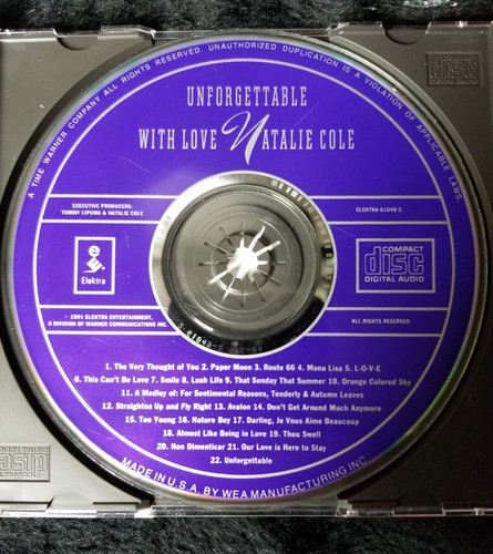 Audio CD - NATALIE COLE - Unforgettable - GOOD (G) - WORLDWIDE SHIPPING - Imagen 2 de 2