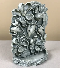 3D Relief  Magnolia Flowers w/Bird  Wall Plaque  Key Holder 9.5" x 7"
