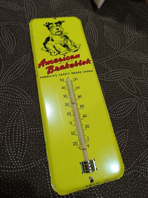 Vintage Thermometer American Brakeblok Tin merchandise advertising No Porcelain