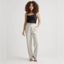 Quince Stretch Crepe Pleated Wide Leg Pants, Sand, Size 8
