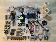 Lot Of Parker SMC Valves Stewart Gast Gauge Aeroquip Fittings & Balston Filters