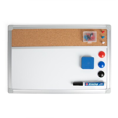 50 - Dry Erase White Boards/Cork  12 x 18 Aluminum Eraser, Markers, Pins, Magnet