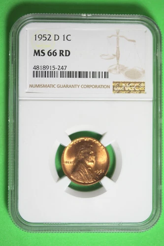 1952 D NGC MS66 RD Lincoln Wheat Cent #B27115