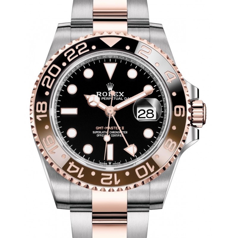 Rolex GMT-Master II Rootbeer 18kt Rose Gold & Steel 40mm Black