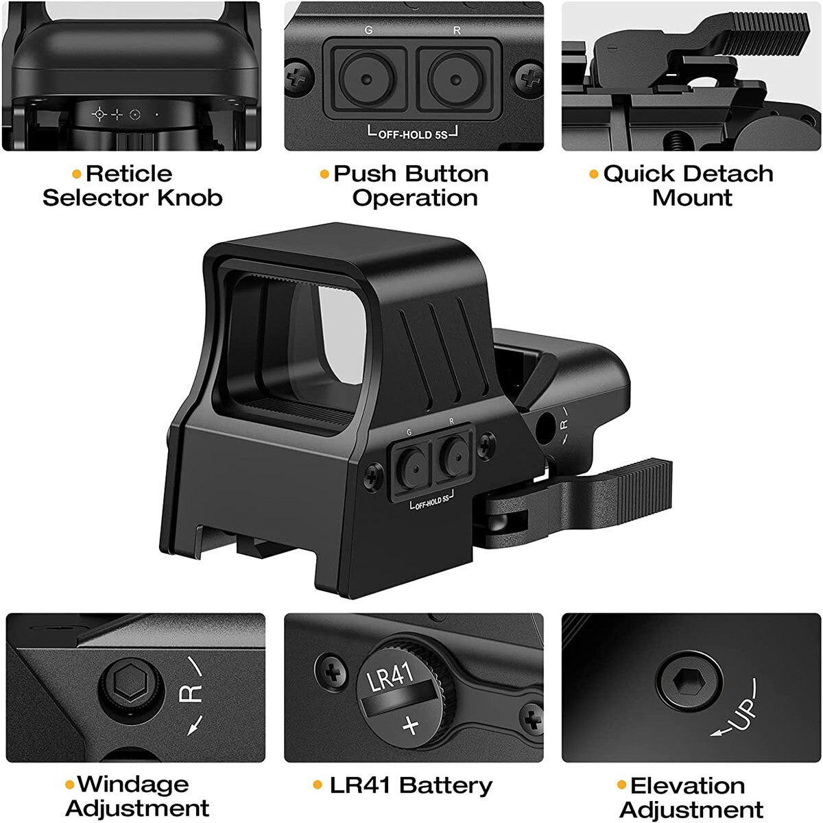 1X22X33 Red Green Dot Sight 4 Reticles RefIex Sight Quick Detach